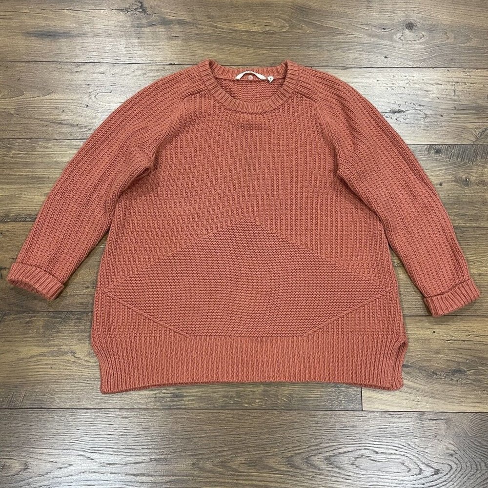 Soft Surroundings Sweater Tunic Womens Medium Pullover Ribbed Knit Coral Chunky‎